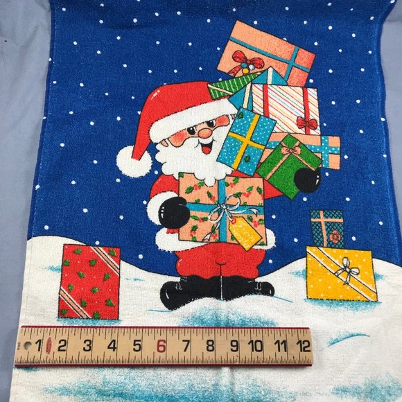 Merry Christmas Santa Claus Vtg Terry Cloth Hand Towel Aeresta Made in Brazil - Picture 2 of 5